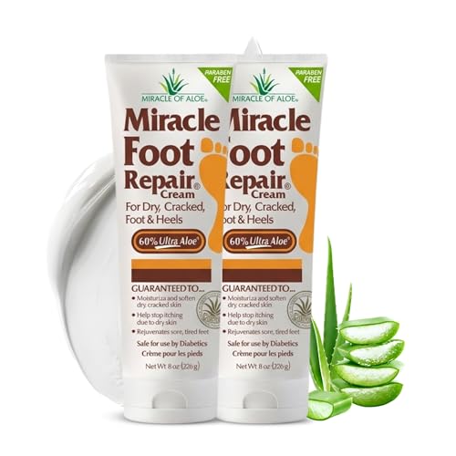 Miracle Foot Repair Cream, 8 Oz 2 Pack, For Dry Cracked Heels & Feet