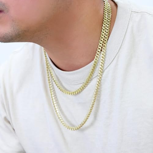 Nuragold 14k Real Yellow Gold Royal Monaco 6mm Miami Cuban Chain Necklace - 20"