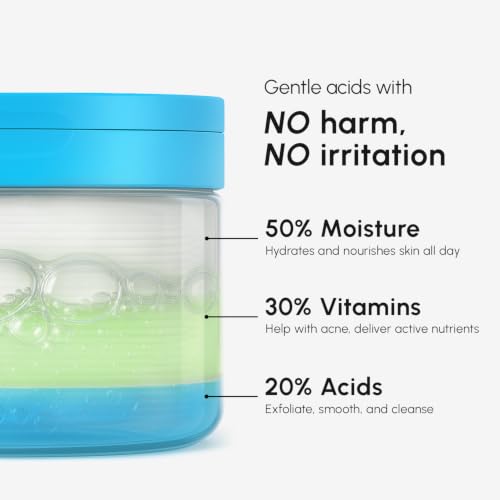 MAREE Glycolic Acid Pads - Toner Pads for Face Cleansing - Exfoliating Pad with Tea Tree Oil, Salicylic Acid & Vitamins E, B3, B5 - Facial Polishes & Peels, Skin Pore Resurfacing & Radiance - 50 Count