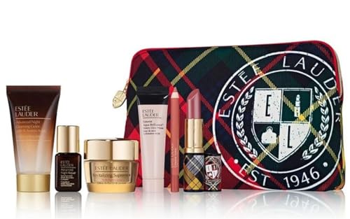 Estee Lauder 2023 Fall 7pcs Skincare and Makeup Gift Bag with Revitalizing Supreme+ Youth Powder Creme, Advanced Night Repair Complex Serum, Advanced Night Cleansing Gelee
