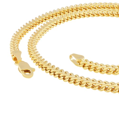Nuragold 14K Real Yellow Gold 2.5mm Franco Square Box Wheat Chain Necklace - 16"