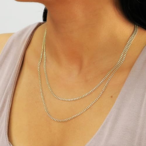 Nuragold 10k Real Yellow Gold Cuban Curb Link 2.5mm Chain Necklace, 16"-26" - 18"