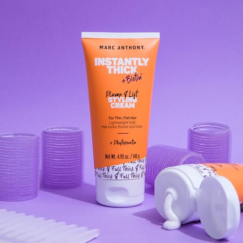 Marc Anthony Styling Hair Cream, Instantly Thickening Biotin & Vitamin E Hair Cream, Lightweight Hold for Thicker & Fuller Volumizing Product for Thin, Flat Hair