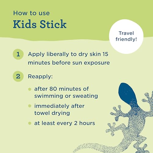 Blue Lizard Kids Mineral SPF 50 Sunscreen Stick, Zinc Oxide, 100% Mineral Actives, Developed for Kids’ Sensitive Skin, TSA-Friendly, Vegan, Paraben-free, Fragrance-Free, 0.5 oz