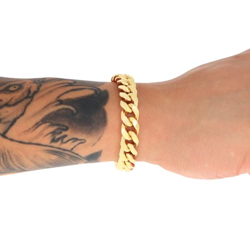 Nuragold 14K Real Yellow Gold Miami Cuban Link Chain Bracelet Men & Women - 8.5",11mm