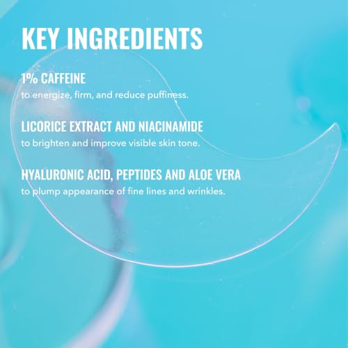 Good Molecules Caffeine Energizing Hydrogel Eye Patches - Eye Mask with Hyaluronic Acid Hydrate and Reduce Puffiness - Pack of 30, Skincare for Face