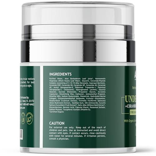 Alozera Wake Up Under Eye Gel Cream with Aloe Vera, Collagen & Cucumber, Anti-Aging, Hydrating, Soothing & Cooling Treatment for Dark Circles, Puffiness and Under Eye Bags, Fast-Absorbing, Day & Night