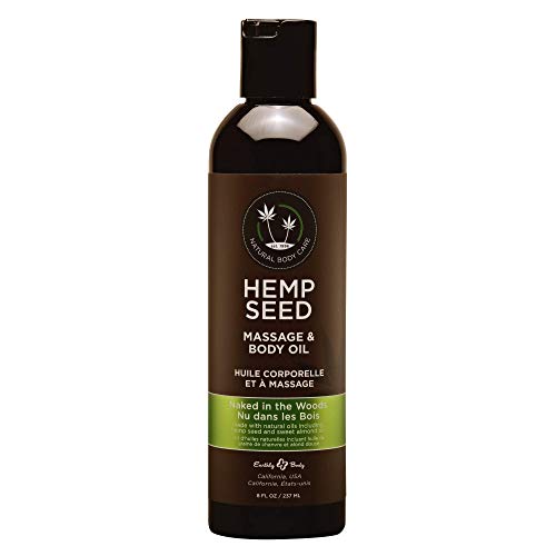 Hemp Seed Massage & Body Oil, Naked in the Woods Scent - 8 fl. oz. - Nourishing, Moisturizing Massage Oil - Hemp Seed, Apricot, Grapeseed & Sweet Almond Oil - Vegan & Cruelty Free