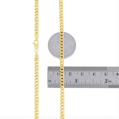 Nuragold 14k Real Yellow Gold Miami Cuban Lightweight Link 4mm Chain Necklace (16"-30") Italian Jewelry for Men & Women - 22"