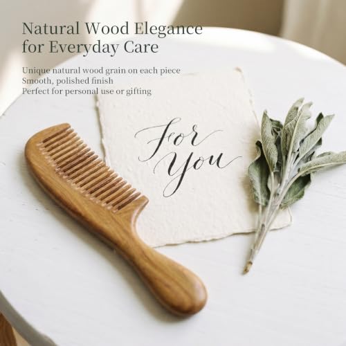 Onedor Handmade 100% Natural Green Sandalwood Hair Combs - Anti-Static Sandalwood Scent Natural Hair Detangler Wooden Comb (Wide Tooth),1 Count (Pack of 1)