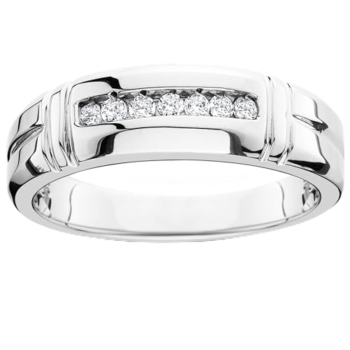 P3 POMPEII3 Pompeii 1/4ct Channel Set Diamond Ring 14K White Gold Mens Wedding Band - Size 12