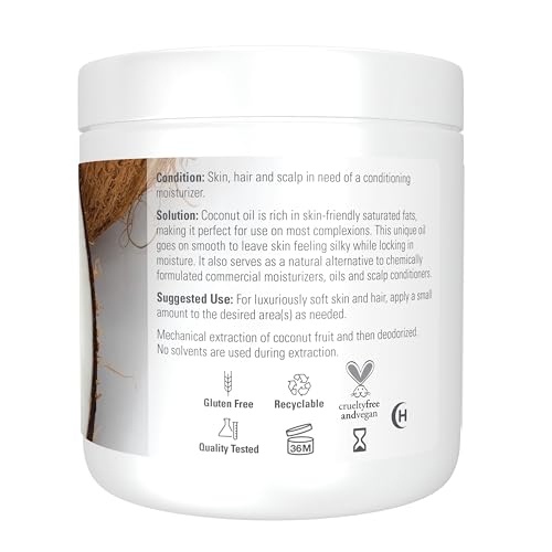 NOW Foods Solutions, Coconut Oil, Naturally Revitalizing for Skin and Hair, Conditioning Moisturizer, 7-Ounce
