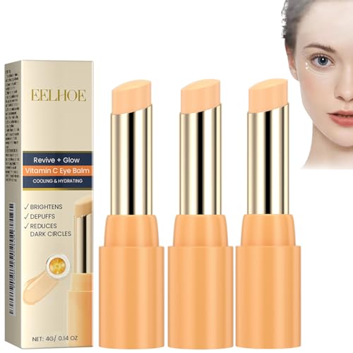 LOYOTICE 3Pcs Revive Glow Vitamin C Eye Balm, Hydrating Eye Cream, Glow Eye Balm Stick, Brightening and Reducing Dark Circle, Reduces Puffiness