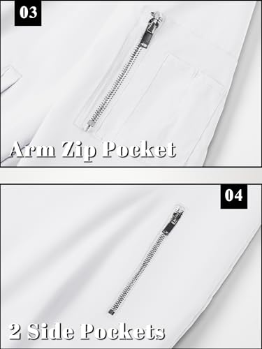 TACVASEN Bomber Jacket Men White Jacket Zip Up Jackets Fall Bomber Jackets Light Windbreaker Coats Casual Stylish Flight Coats with Inner Pockets