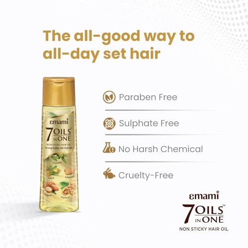 Emami 7-in-1 Hair Oil | with Natural Ayurvedic Herbs | Repairs Hair Damage | Nourishes Scalp | Fights Dandruff | Provides Strong & Healthy Hairs | 3.38 Fl Oz/100ml