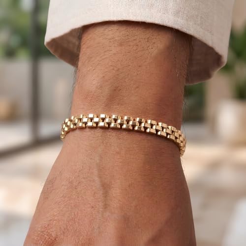 Floreo 14k Yellow Gold 4mm Panther Link Bracelet, 7 Inch