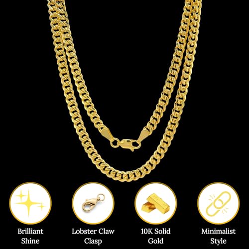 SHOP WGS 2.5 MM 10K Solid Gold Cuban Link Chain for Men & Women