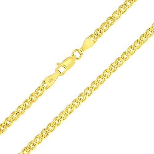 Nuragold 10k Real Yellow Gold Double Cuban Link 3.5mm Curb Chain Necklace - 20"