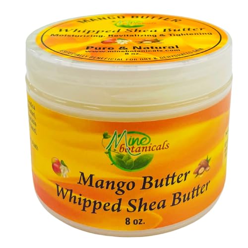 Mine Botanicals Whipped Body Butter with Mango Butter 8 oz, Moisturizing, Nourishing