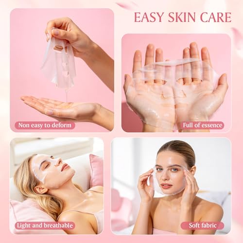 Aottom 30pcs Face Masks Skincare, Bulk Facial Masks for Women Skin Care, Sheet Masks with Natural Ingredients, Gifts Set for Face Spa, Birthday Party Spa Gift