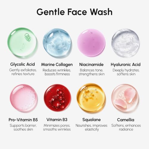 MAREE Face Exfoliator – Microdermabrasion Facial Scrub & Exfoliating Face Wash for Women – Collagen & Glycolic Acid – Gentle Scrub and Exfoliant – Men Exfoliating Scrubber – Exfoliante Facial Cleanser