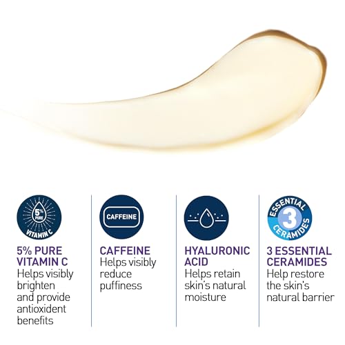 CeraVe Vitamin C Eye Cream, Hyaluronic Acid Under Eye Brightener, 0.5oz