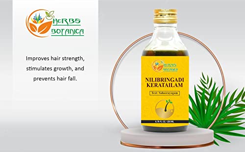 Herbs Botanica Nilibringadi Keratailam Neelibhringadi Hair Oil for Scalp, Hair Loss,Ayurvedic Oil for Hair Premature Graying 200ml Bottle