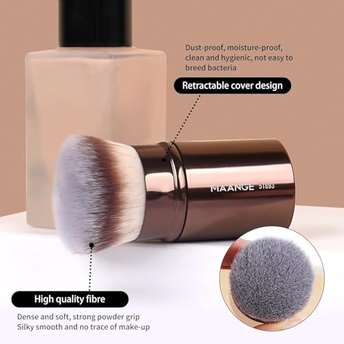 MAANGE 20 PCS Foundation Makeup Brush Set, Double-ended Kabuki Contour Brush for Liquid Powder Concealer Blending Blush Face Makeup Tools with Gift Box (Coffee)