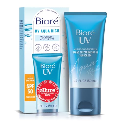 Biore UV Aqua Rich Moisturizer SPF 50 Facial Sunscreen, 1.7 fl oz