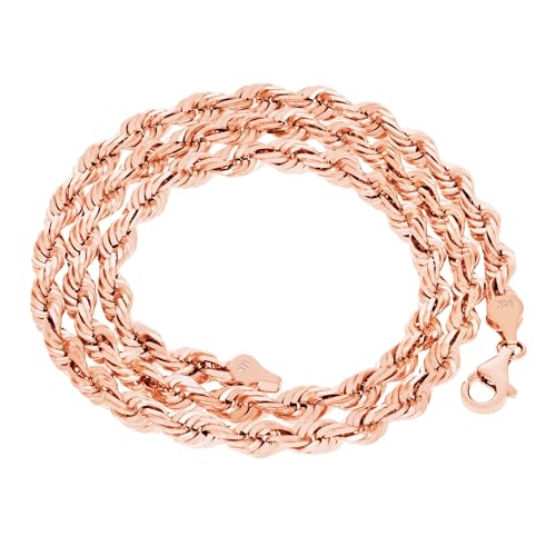 Nuragold 14k Real Rose Gold 6mm Rope Chain Diamond Cut Necklace (18"-30") - 30"