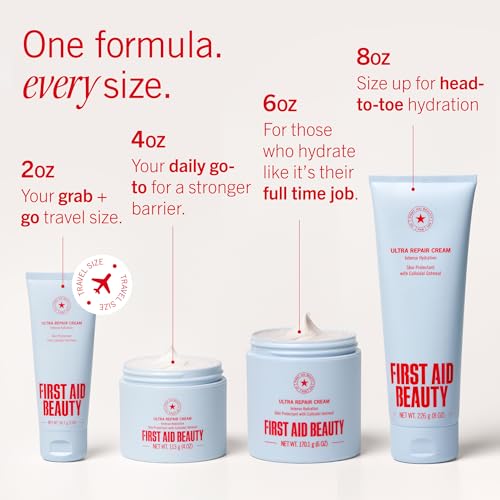 First Aid Beauty Ultra Repair Cream, Intense Hydration - Clinically Tested Face & Body Moisturizer with Colloidal Oatmeal - Supports Eczema & Dry Skin Barrier Repair - Fragrance Free - 6 oz