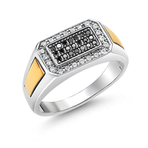 Gem Stone King Black Diamond and Lab Grown Diamond Ring For Men | Size 12