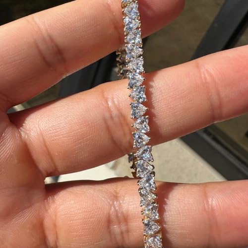 P3 POMPEII3 Pompeii 10.50Ct Heart Cut Diamond Tennis Bracelet 14k Yellow Gold 7" Lab Grown (EF,VS)