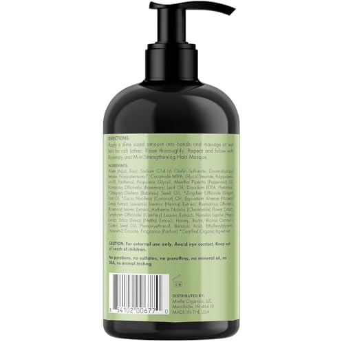 Mielle Organics Rosemary Mint Biotin Strengthening Shampoo, 12 oz
