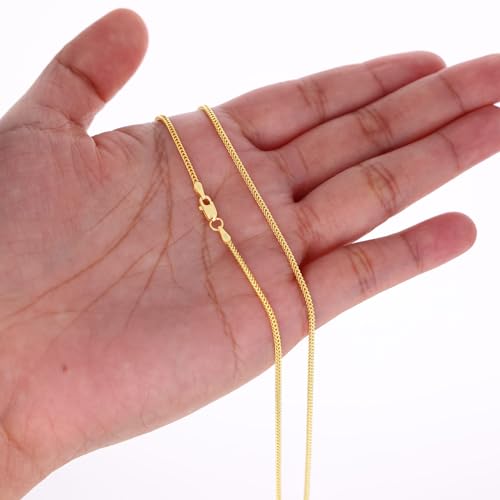 Nuragold 14k Real Yellow Gold Franco Box 1.5mm Wheat Chain Bracelet/Anklet - 7"
