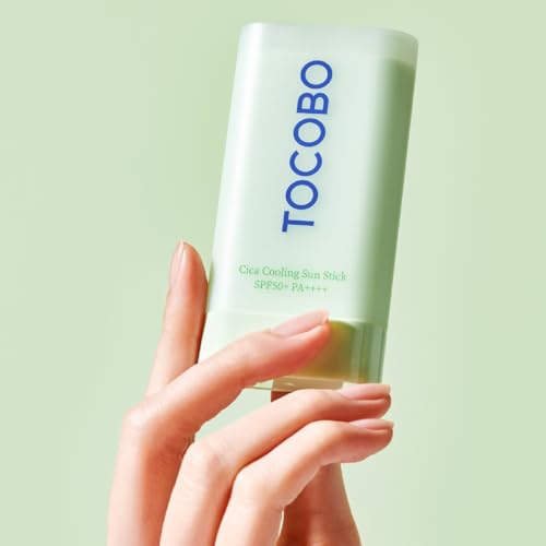 TOCOBO Cica Cooling Sun Stick SPF50+ PA++++ 1.69 fl. oz - Fermented Cica Complex, Cooling Sun Stick, Reduces Skin Temperature, Quick Soothing, Lightweight and Moisturizing Sun Stick