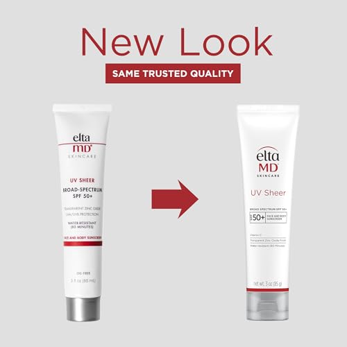 EltaMD UV Sheer Face and Body Sunscreen with Zinc Oxide, SPF 50+, 3 oz