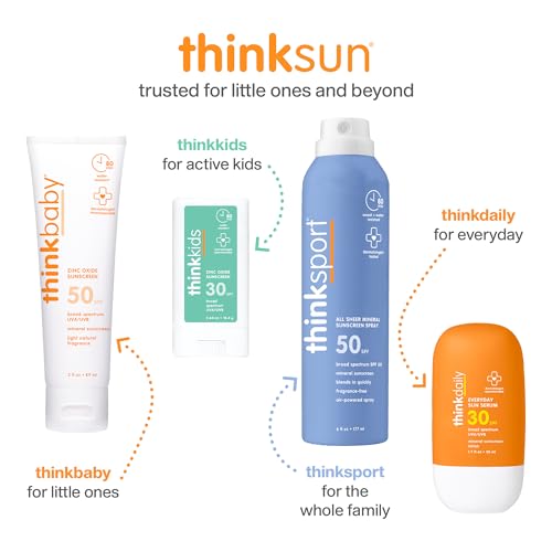 Thinkkids Mineral Sunscreen Stick SPF 30, 0.64 Oz, Vegan & Water Resistant
