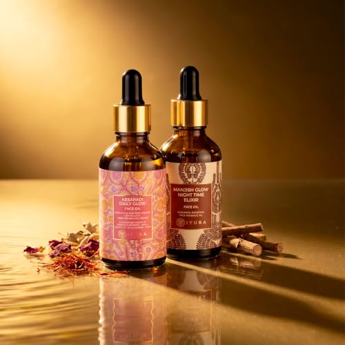Day & Night Face Oil Duo for Dry, Mature Skin—Moisturizing AM-to-PM Face Care—Saffron + Manjistha—Smoothing, Brightening, Even-Toning, Glow-Boosting Routine—Non-Sticky, Non-Greasy, Fast-Absorbing