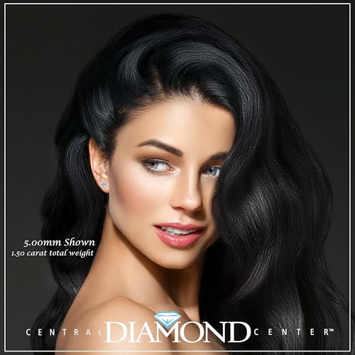 Central Diamond Center 14K Gold Posts & Sterling Silver Princess Cut CZ Stud Earrings Made with Swarovski Zirconia - 5.0mm 1.50cttw - Platinum Plated