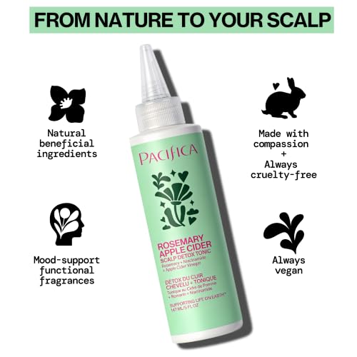 Pacifica Scalp Detox Tonic – Scalp Exfoliator with Glycolic & Salicylic Acid for Clarifying Build Up & Purifying – Infused with Rosemary to Support an Itchy, Dry Head – Vegan & Cruelty-Free – 5 oz