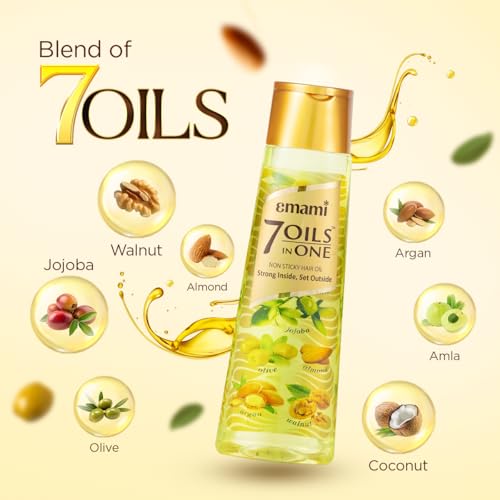 Emami 7-in-1 Hair Oil | with Natural Ayurvedic Herbs | Repairs Hair Damage | Nourishes Scalp | Fights Dandruff | Provides Strong & Healthy Hairs | 16.91 Fl Oz (500ml)