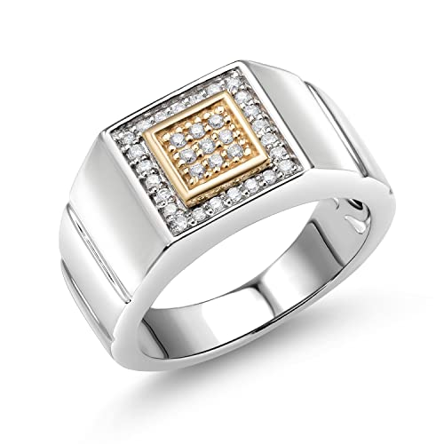 Gem Stone King 2 Tone White Lab Grown Diamond Ring for Men