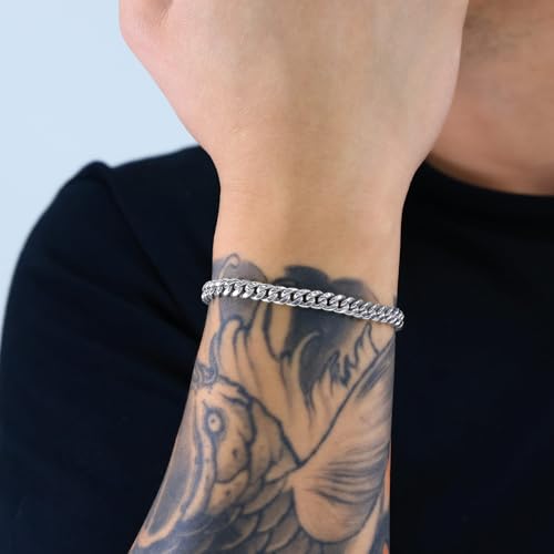 Nuragold 10k Real White Gold Miami Cuban Link 5.5mm Chain Italian Bracelet - 8.5"