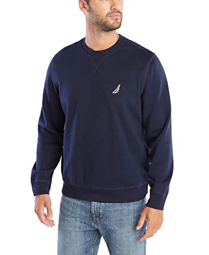 Nautica Men's Basic Crew Neck Fleece Sweatshirt Sweater, Navy, X-Large