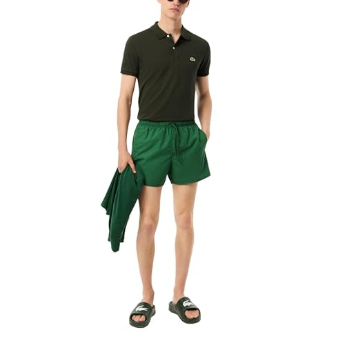 Lacoste Men's Quick-Dry Swim Trunks, Green/Green, Medium