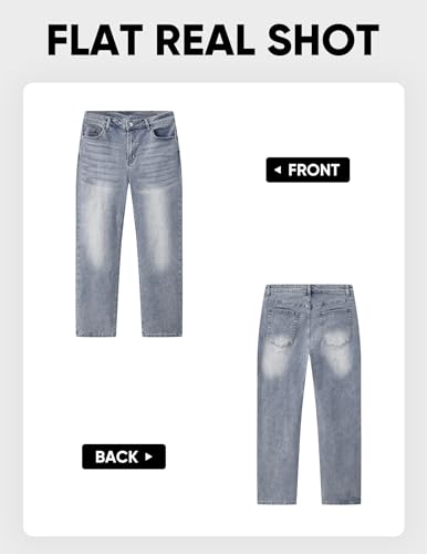 JMIERR Mens Denim Baggy Jeans Relaxed Fit Work Pants for Men Outdoor Casual Quiet Luxury Pants, L, Stone Blue