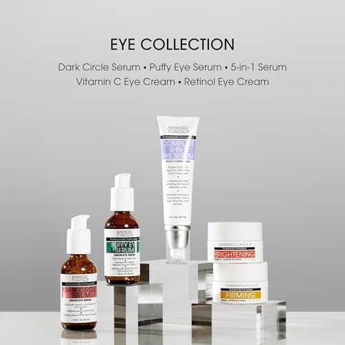 Advanced Clinicals Dark Circle Caffeine Under Eye Serum For Face With Hyaluronic Acid Moisturizer + Peptides | Brightening Vitamin C Serum Helps Improve Look Of Puffy Eye & Fine Lines, 1.75 Fl Oz