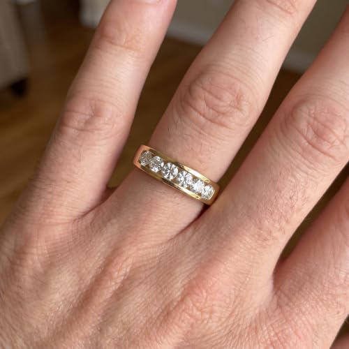 Pompeii 1Ct Diamond Channel Set Wedding Band Mens Ring 14k Yellow Gold Lab Grown - Size 10.5 (G/H,VS2-SI1)
