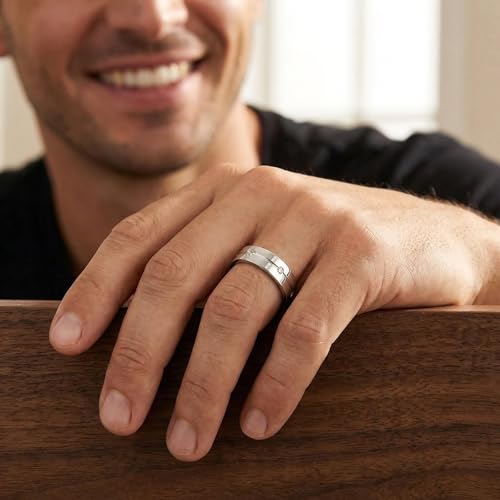 P3 POMPEII3 Pompeii Mens Comfort Fit Bezel Diamond Wedding 14K White Gold Band Ring - Size 11.5